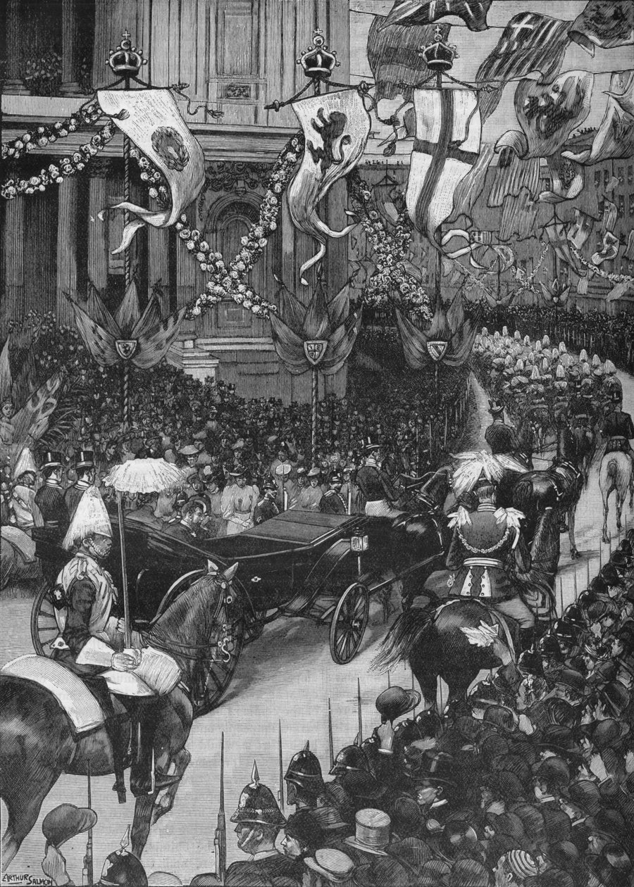 约克公爵的婚礼：皇家队伍经过圣保罗大教堂，1893年 1906年 作者 阿瑟·萨蒙