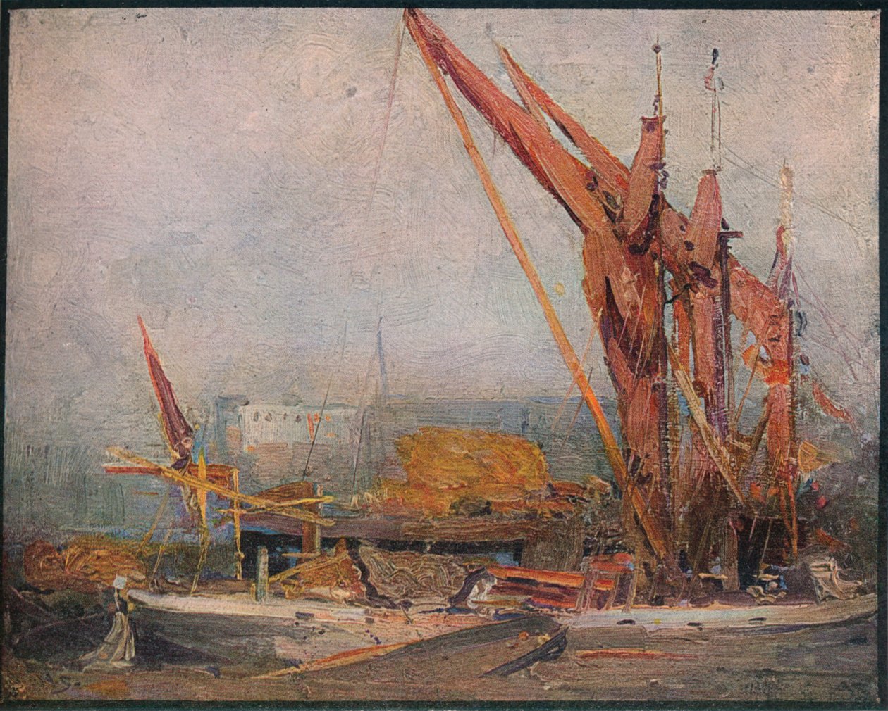 泰晤士河上的干草驳船，1905年 作者 亚瑟·史翠顿