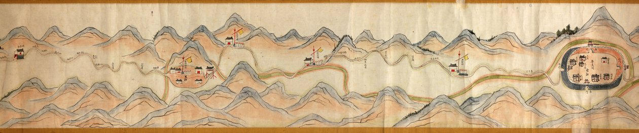 16,000。 提供。 方向为北向右。 救济如图所示。 鸟瞰图。 涵盖山西省宝鸡市渭河盛至晋川边境蜀岛。 显示定居点、休息站、车站、旅馆、寺庙、山口、瓦勒 作者 亚瑟·W·胡梅尔