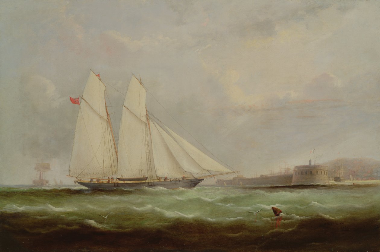 Schooner Yacht Esmeralda于1861年接近瑟堡 作者 亚瑟·惠灵顿·福尔斯