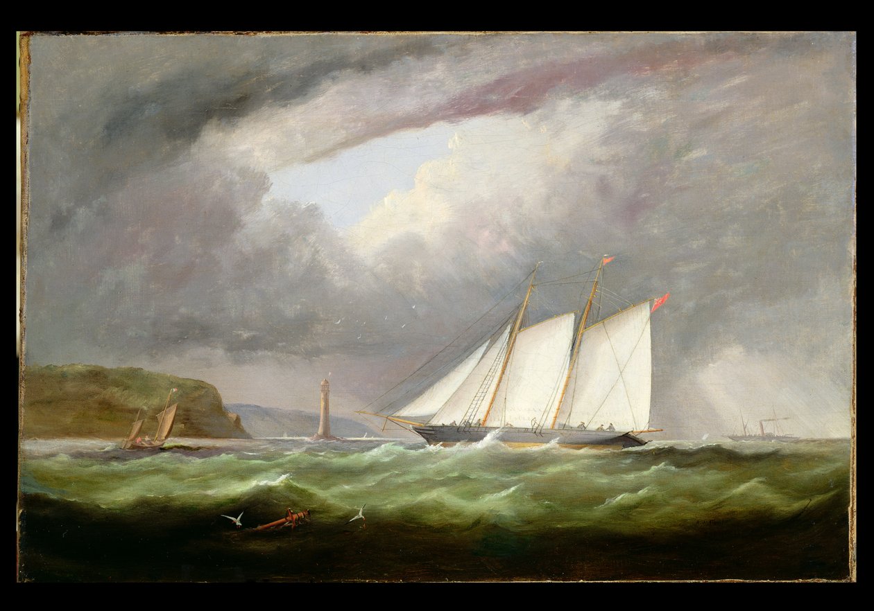1861年在Cap le Hague的Alderney Roads的Schooner Yacht&39;Esmeralda&39; 作者 亚瑟·惠灵顿·福尔斯
