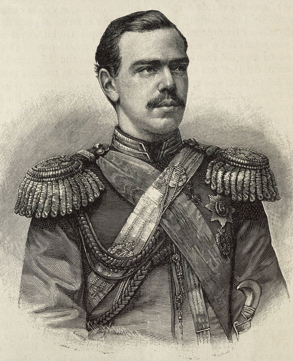 俄国亚历山大三世（1845-1894 年）。俄国沙皇（1881-1894 年），亚历山大二世的儿子和继承人。雕刻。 作者 艺术家未知