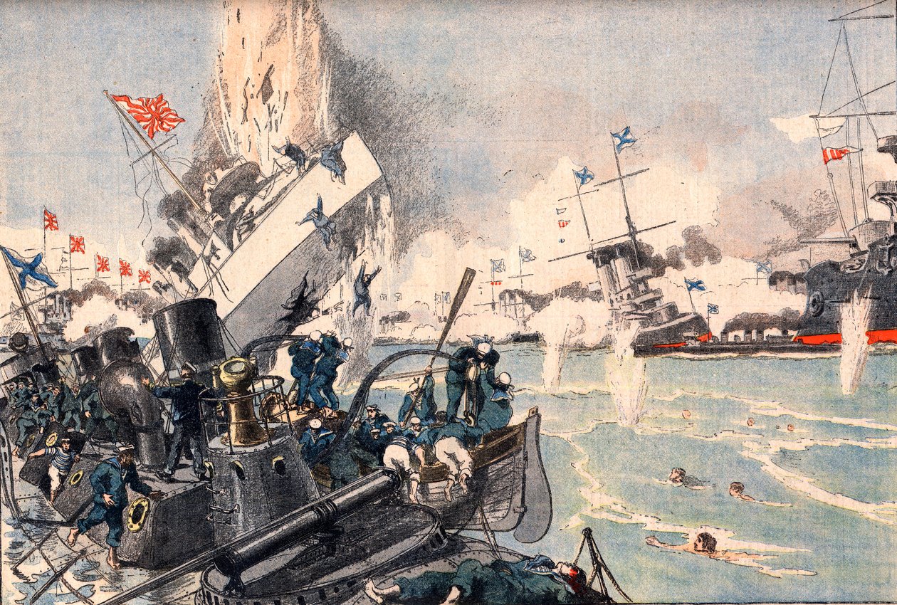 对马岛海战，日俄战争 - 日俄战争：对马岛海战，1905 年 6 月 11 日《小日刊》。 作者 艺术家未知