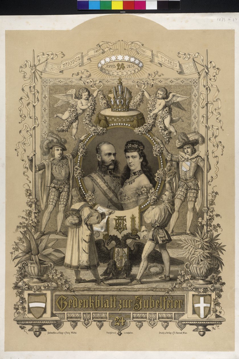 1879 年皇室夫妇银婚纪念纸 作者 艺术家未知