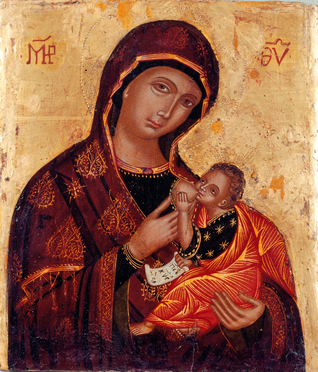 圣像："圣母与圣婴 "无名木画。罗马，Santa Maria delle Grazie al Trionfale 教堂 作者 艺术家未知