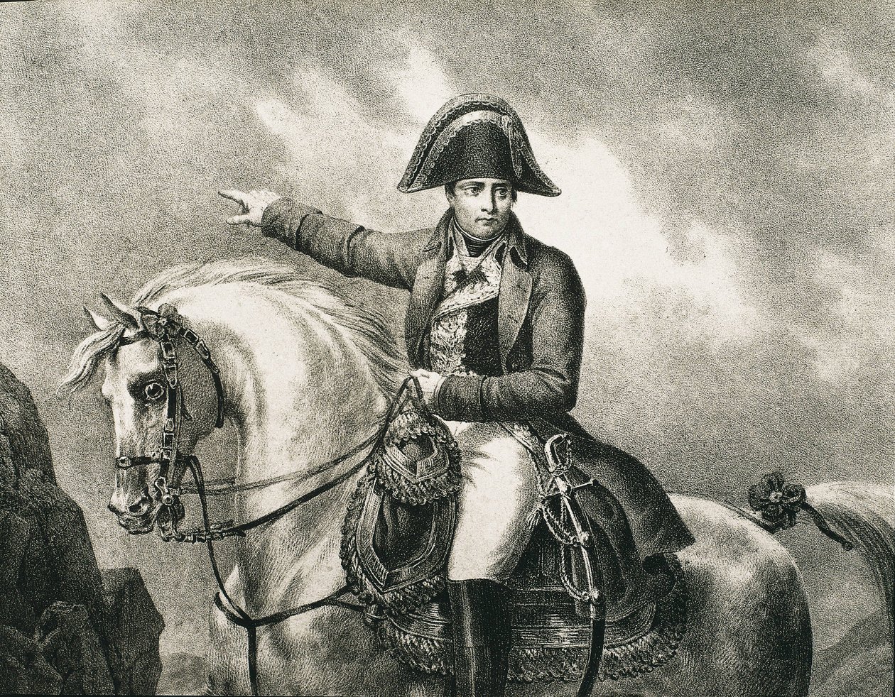 拿破仑一世-波拿巴（1769-1821 年）。法国军事家和政治家，法国皇帝（1804-1815 年）。拿破仑马术肖像细部，灵感来自约瑟夫-夏博尔（Joseph Chabord）的肖像原作。雕刻 作者 艺术家未知