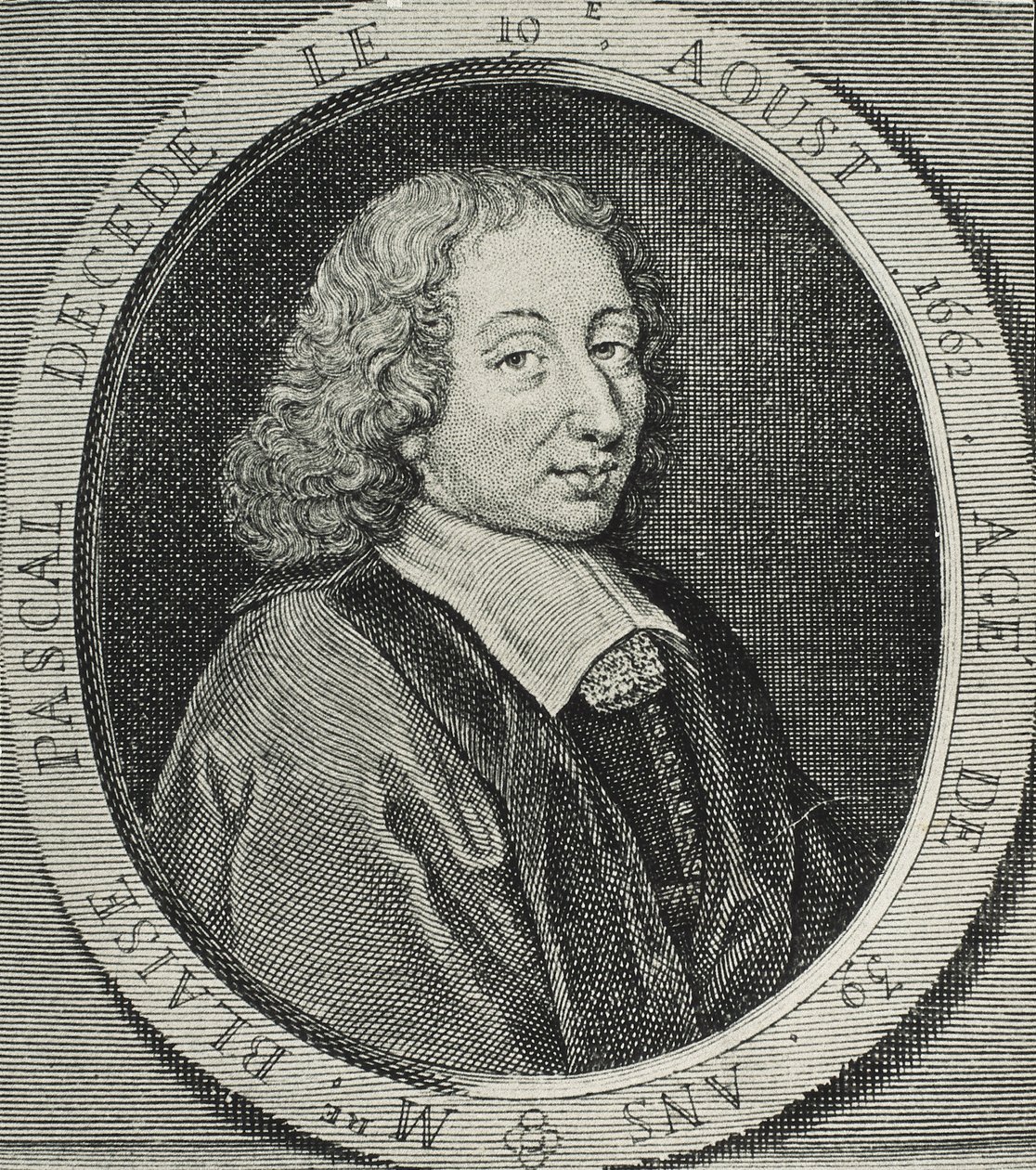 布莱斯-帕斯卡尔（1623-1662 年）。法国数学、物理学家和哲学家。雕刻 作者 艺术家未知