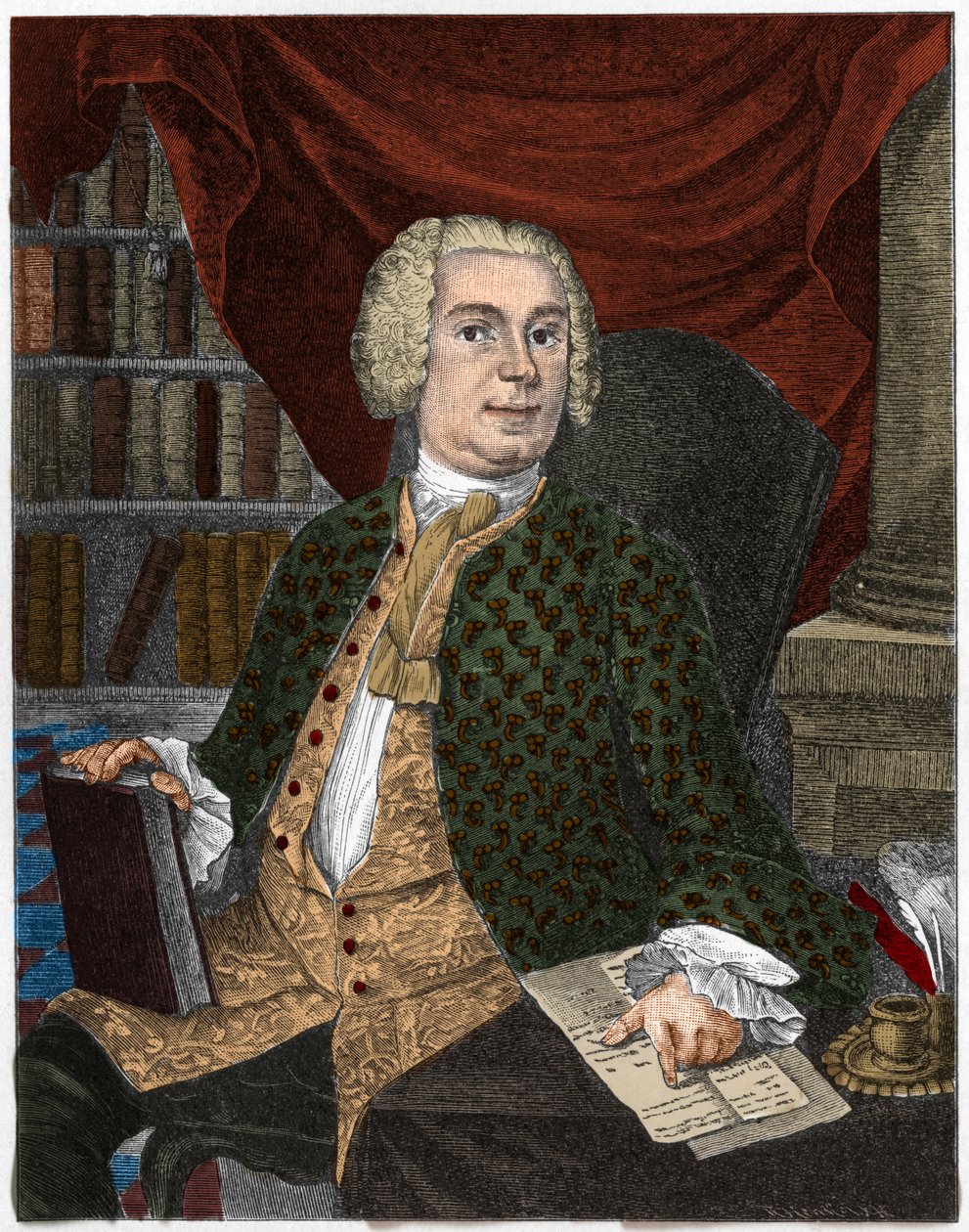 约翰-克里斯托夫-高茨赫特（Johann Christoph Gottsched）评论家、语法学家和德国文学家肖像。 作者 艺术家未知