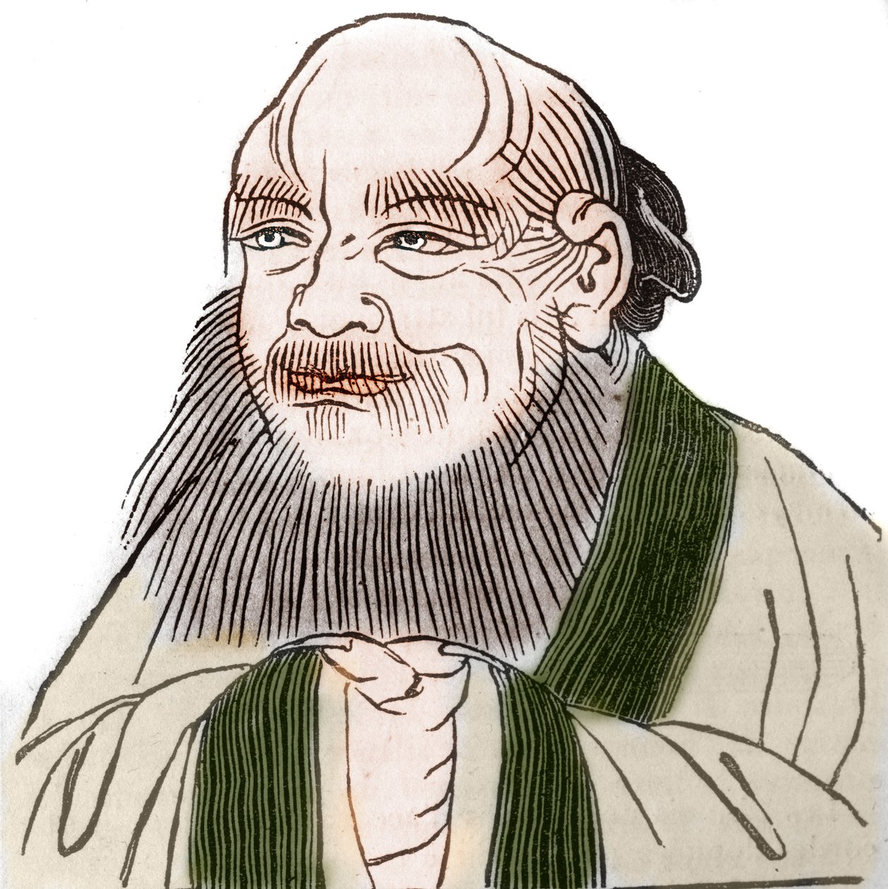 中国哲学家老舍的肖像。 作者 艺术家未知