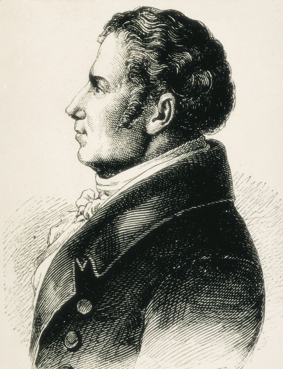 施莱格尔，奥古斯特-威廉-冯（1767-1845 年）。德国浪漫主义理论家。蚀刻版画 作者 艺术家未知