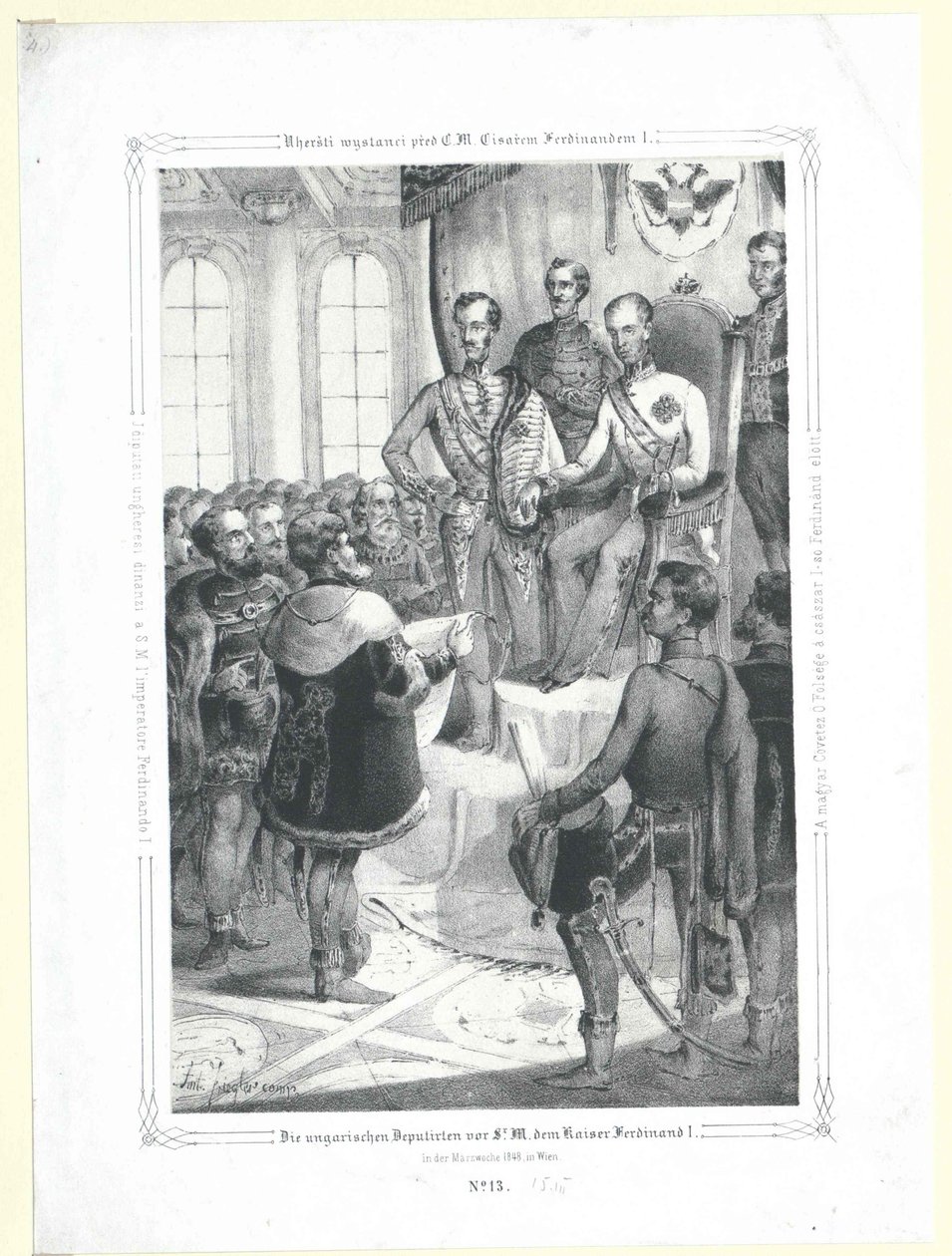 1848 年 3 月的一周，匈牙利代表在皇帝费迪南德一世爵士面前 作者 艺术家未知