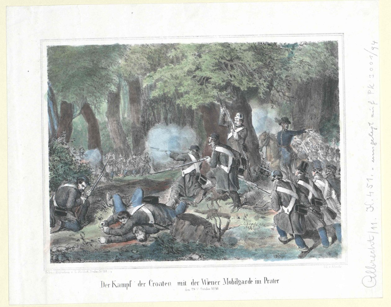 1848 年 10 月 28 日克罗地亚人与维也纳机动卫队在普拉特的战斗 作者 艺术家未知