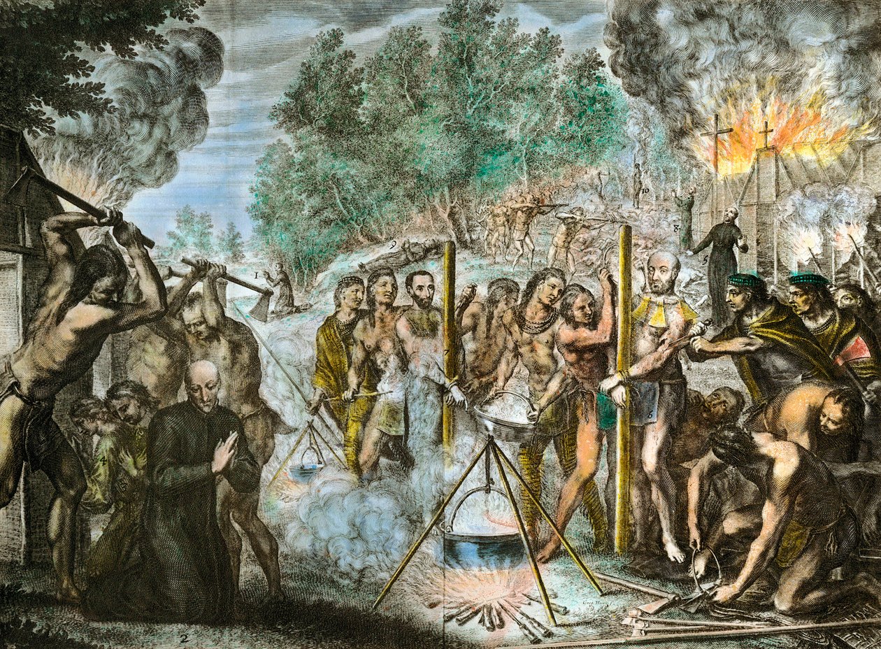 1646 年 2 月美洲印第安人中的牧师殉教者 作者 艺术家未知