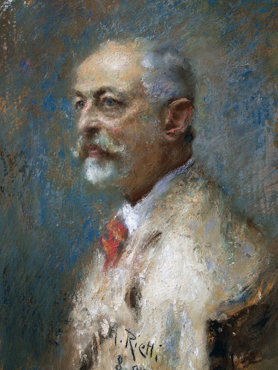 意大利雕塑家Giuseppe Sartorio（1844-1922）的肖像，作者是Arturo Rietti（1863-1943），布面油画。意大利，20世纪。 作者 阿图罗·里埃蒂（Arturo Rietti）