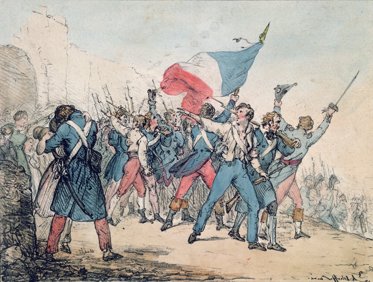 1830年革命和Marseillaise的寓言，由Gihaut兄弟雕刻，1830年 作者 艾瑞·谢弗（Ary Scheffer）