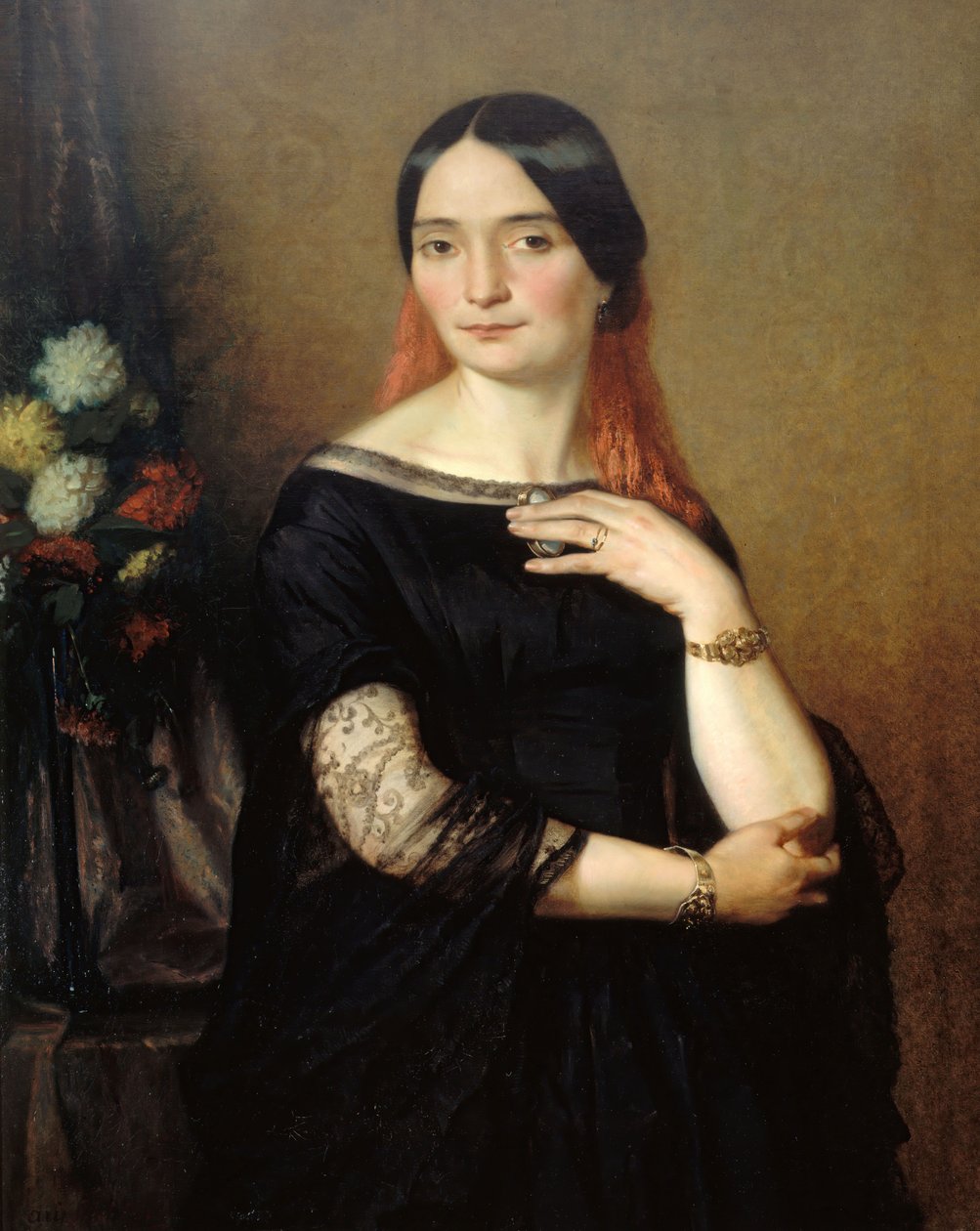 女演员Mademoiselle Mars Anne Francoise Hyppolyte Boutet 1779-1847的画像。 作者 艾瑞·谢弗（Ary Scheffer）