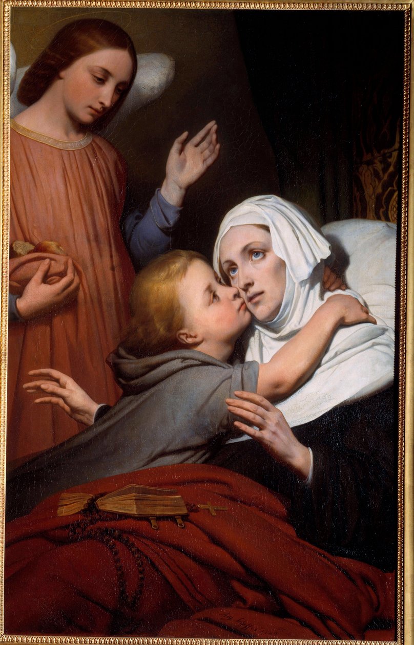 慈善的孩子 一个年幼的孩子亲吻了一位爱丽丝的女人。 Ary Scheffer (1795-1858) 的画作，1840 年，南特，美术博物馆 作者 艾瑞·谢弗（Ary Scheffer）
