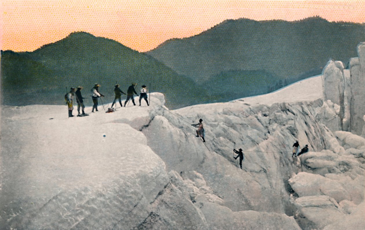 穿越冰川，雷尼尔山，c1916 作者 阿萨尔·柯蒂斯（Asahel Curtis）