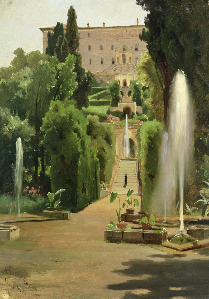 Villa D&39;Este，Tivoli，1869年（纸上放油纸） 作者 阿斯坎·卢特索斯