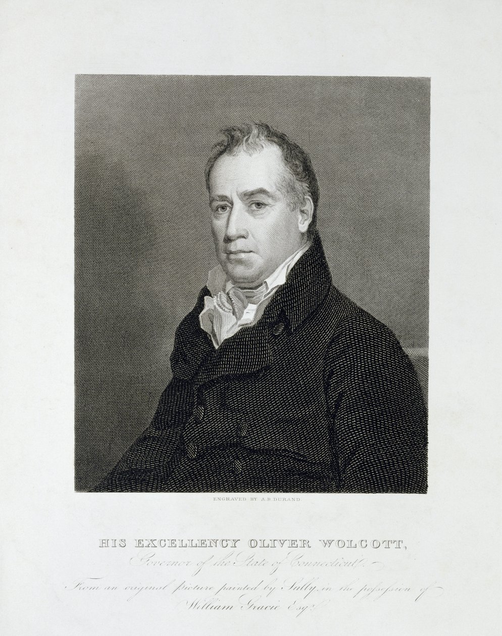 His Excellency Oliver Wolcott, Governor of the State of Connecticutt, c. 1820 (line engraving) 作者 阿舍·布朗·杜兰德