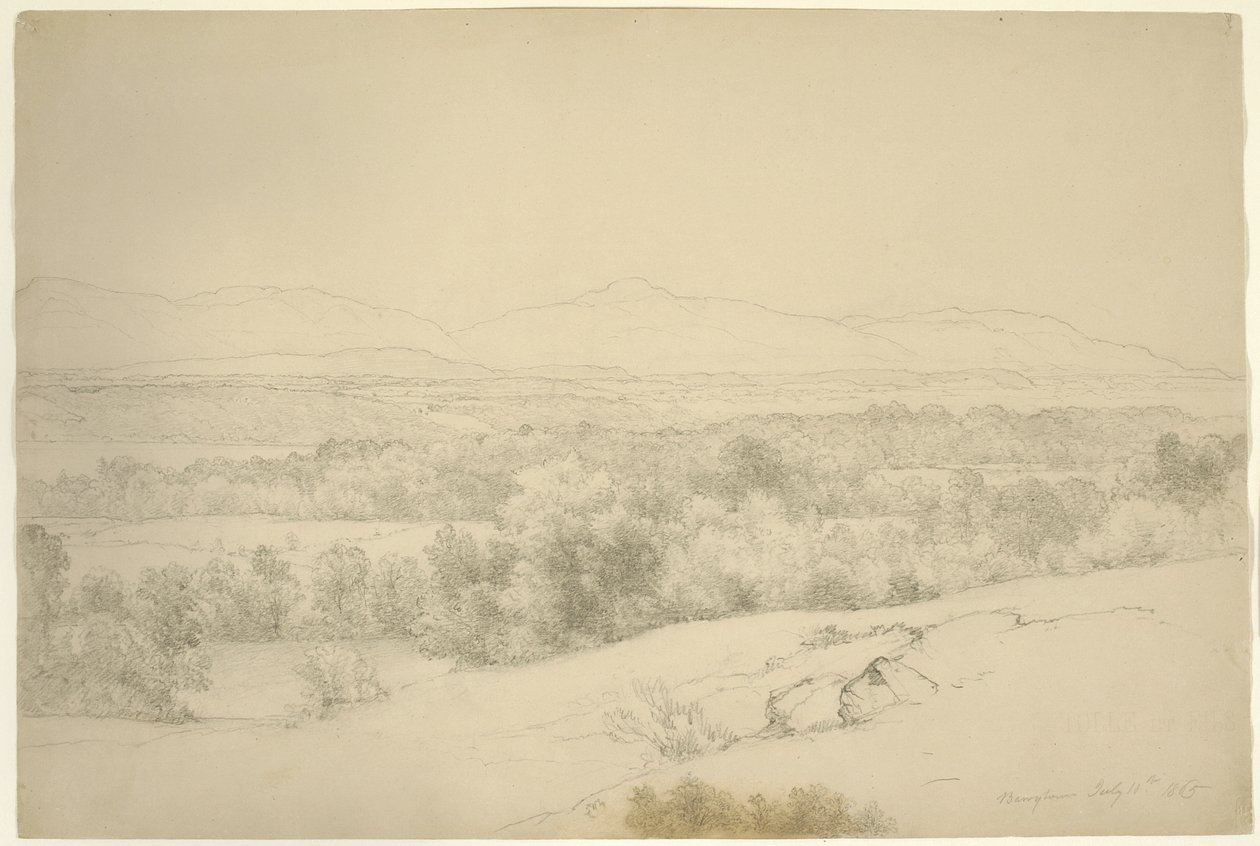 风景，巴里镇，纽约，1865年（石墨与棕色纸上的树桩） 作者 阿舍·布朗·杜兰德