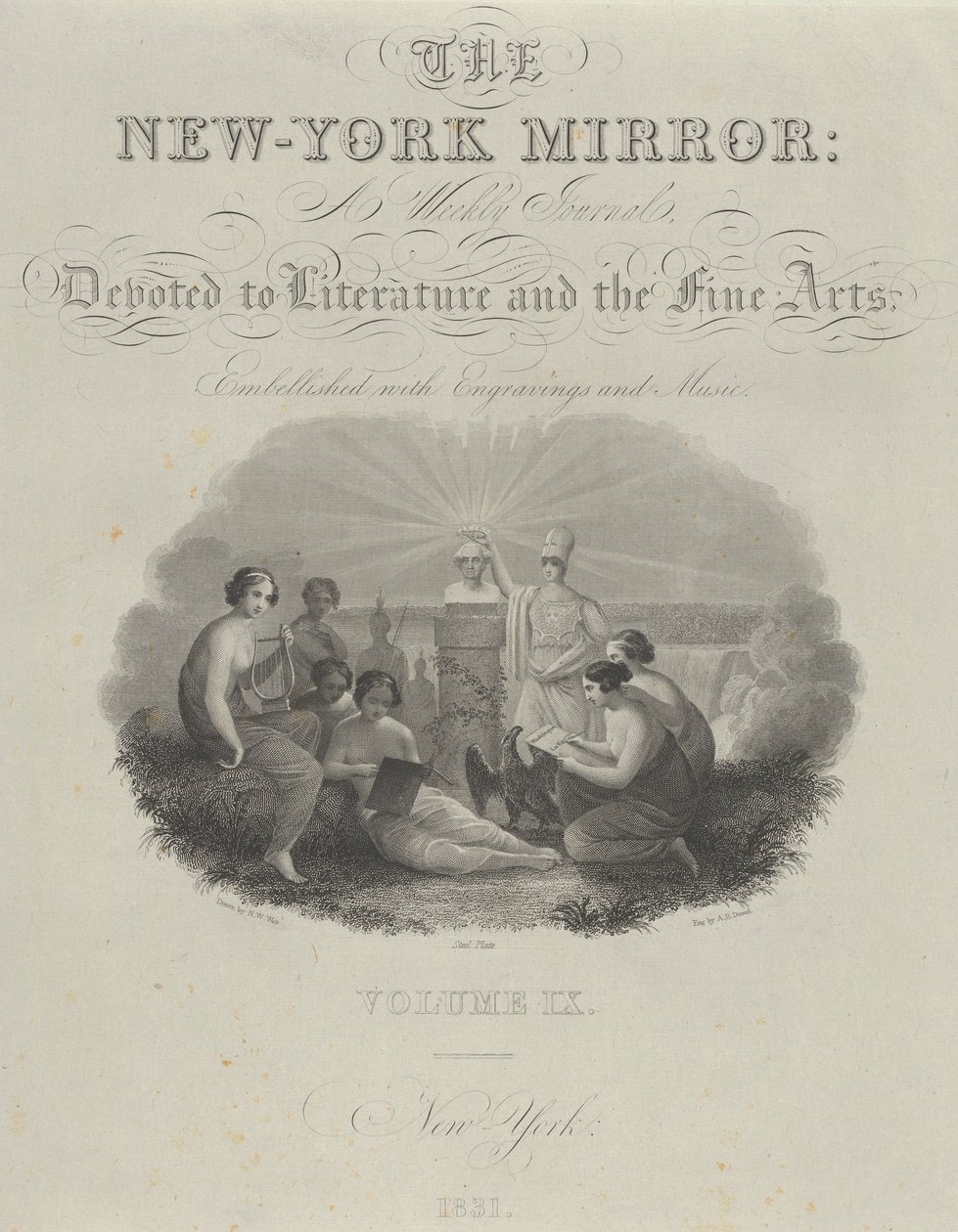 标题页：The New York Mirror, A Weekly Journal, Devoted to Literature and the Fine Arts..., 1831. 作者 阿舍·布朗·杜兰德