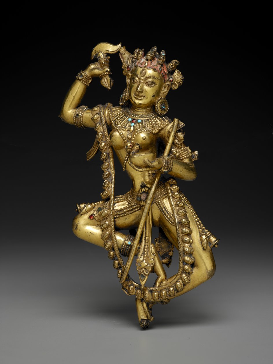 Vajravarahi（镀金青铜，半宝石和颜料痕迹） 作者 亚洲学校