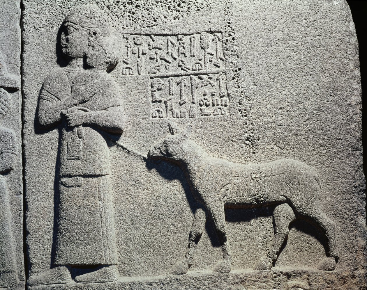携带Tuwarsais的女王或者护士，他是Araras国王，Carchemish，Neo-Hittite（玄武岩）的最小的儿子 作者 亚述人