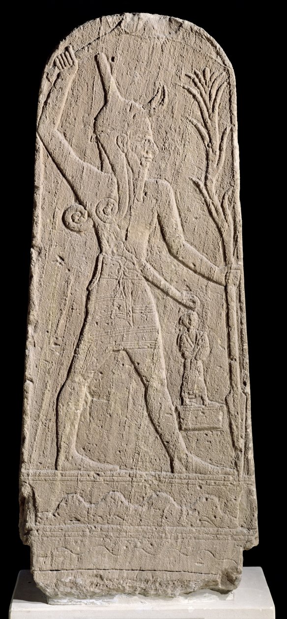 来自Ugarit（Ras Shamra）的暴风神巴尔带着霹雳，公元前1350  -  50年（砂岩） 作者 亚述学校