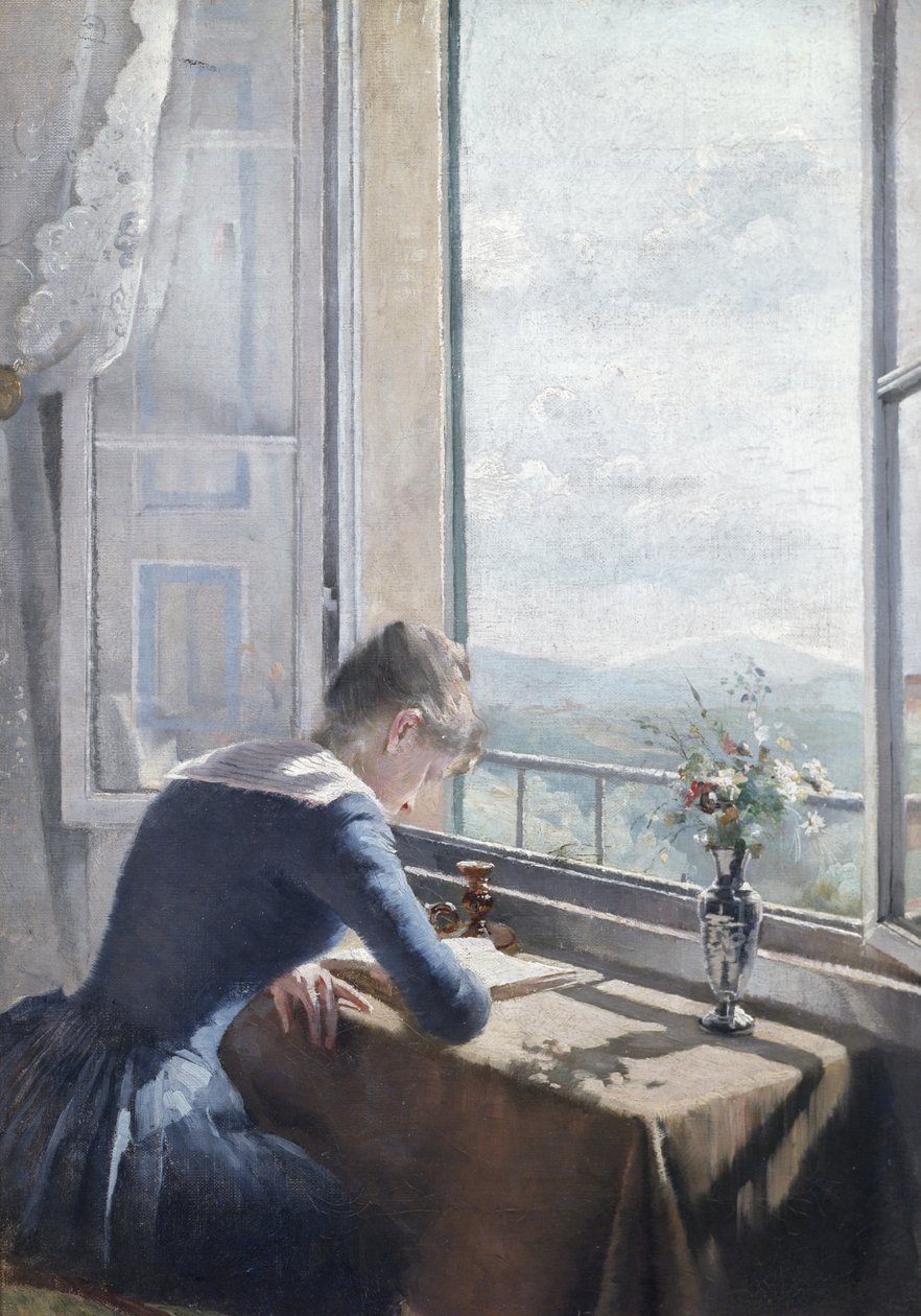 开窗阅读的女子 作者 阿斯塔·诺雷加德（AstaNørregaard）