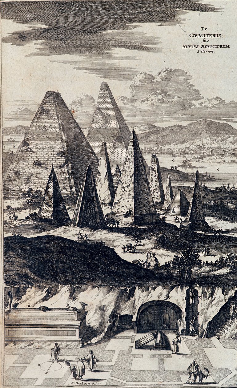 黑色法老的金字塔 - 在“Sphynx mystagoga”中，Athanase Kircher 作者 阿塔纳修斯·基歇尔