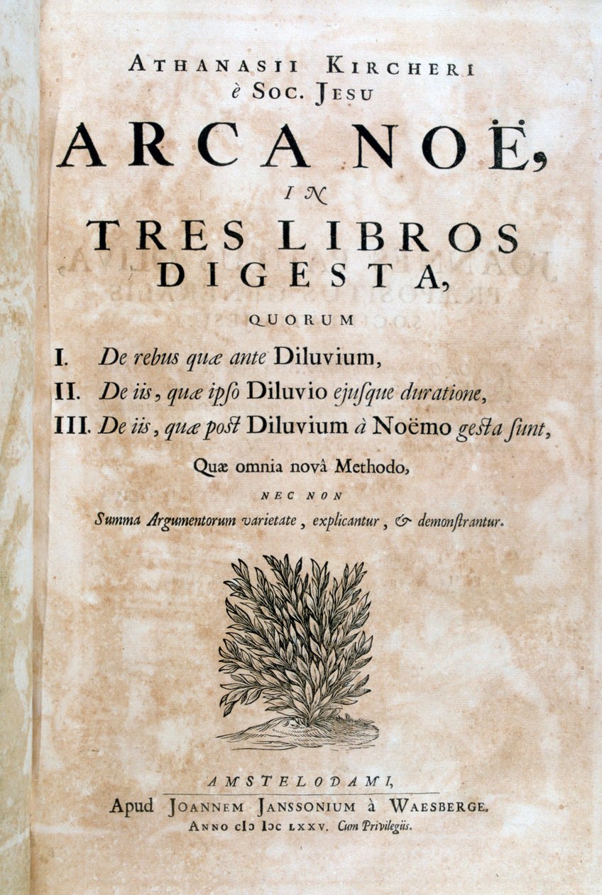 Arca Noe的书名页，1675年 作者 阿塔纳修斯·基歇尔