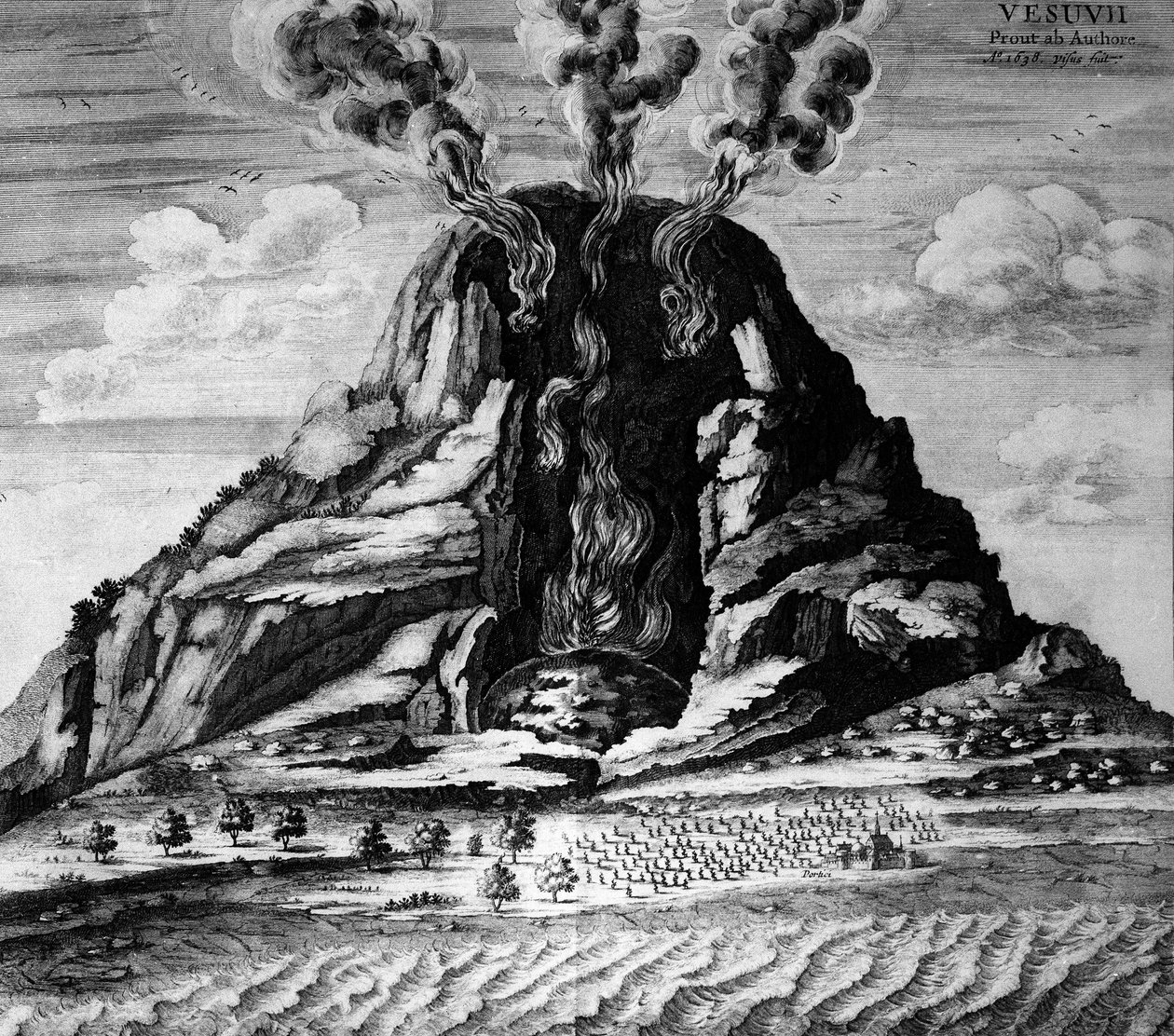 Volcano of Vesuvius - in “” The Underground World”” by Athanasi Kircheri 作者 阿塔纳修斯·基歇尔