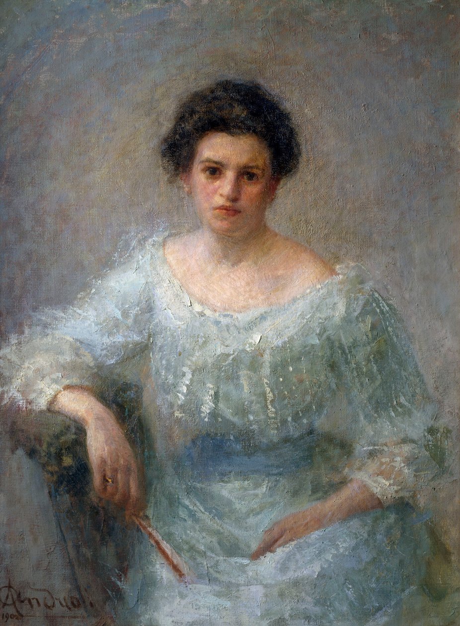宝琳娜·法利亚伯爵夫人的肖像，1902 年之后（布面油画） 作者 Attilio Andreoli