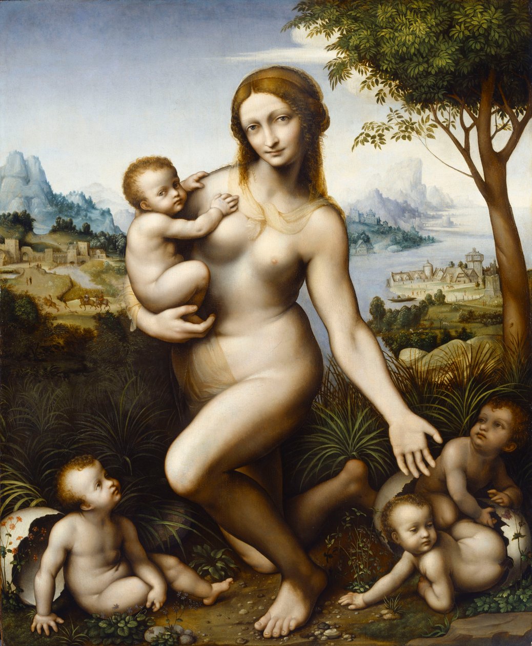 勒达和他们的孩子 作者 Giampietrino