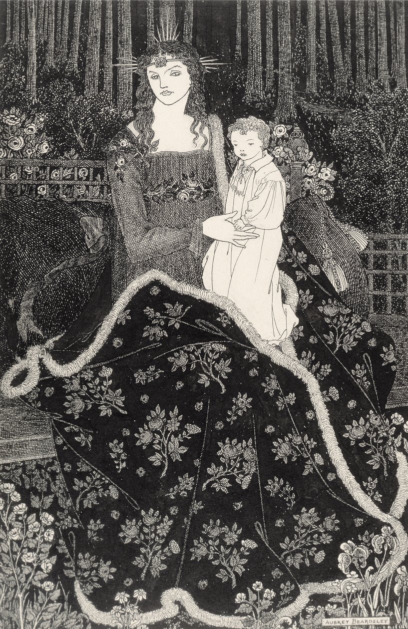 一张大型圣诞贺卡，1895年（行块打印） 作者 奥布里·比尔兹利