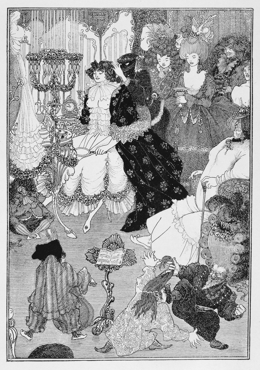 插图，可能来自Beaux和Belles之战，c.1896 作者 奥布里·比尔兹利