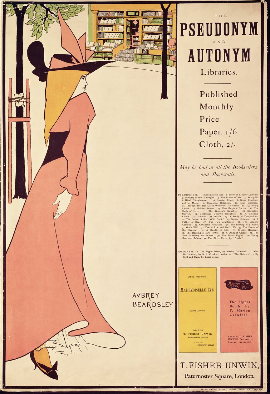 “The Pseudonym and Autonym Libraries”的海报，由T. Fisher Urwin出版，1894年（另见61991） 作者 奥布里·比尔兹利