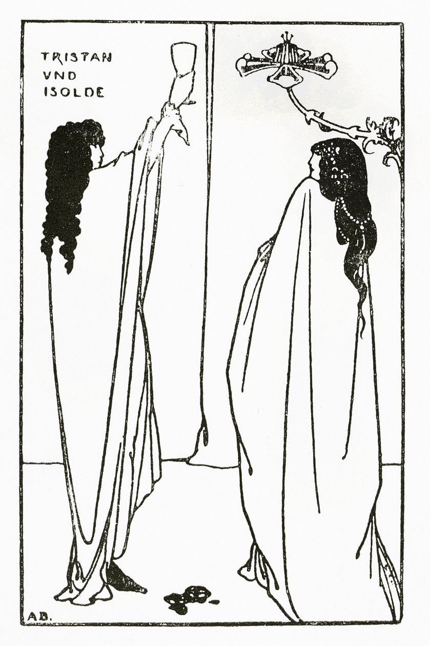 重复的特里斯坦和伊索尔德，1896年的“萨沃伊”的插图 作者 奥布里·比尔兹利