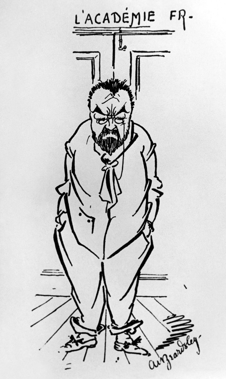 法国小说家埃米尔-左拉（1840-1902）在法兰西学院外的漫画（图）。 作者 奥布里·比尔兹利