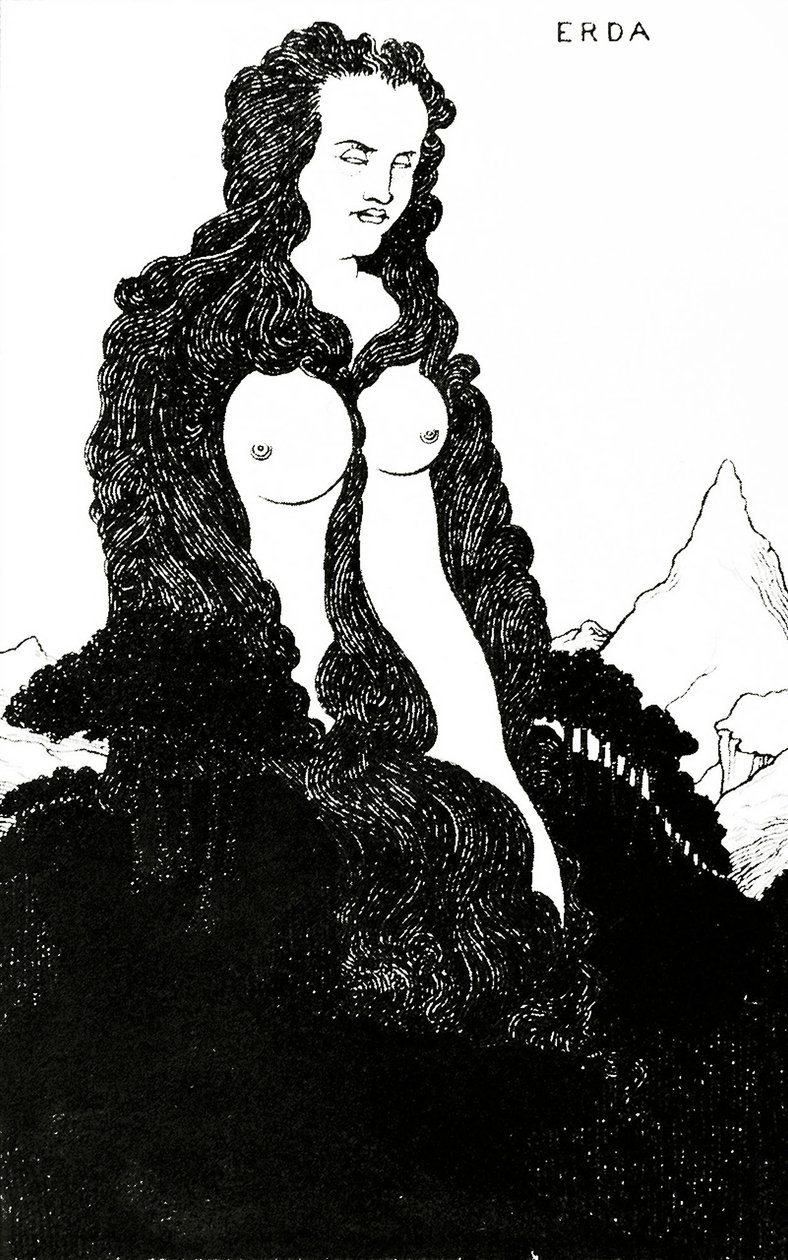 Erda，&39;Das Rheingold&39;1896的插图 作者 奥布里·比尔兹利