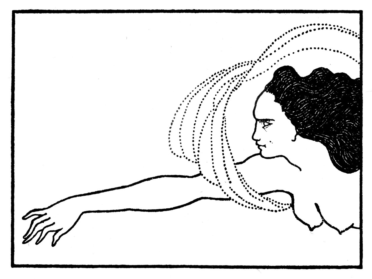 Flosshilde，Das Rheingold的插图，发表在1896年的“萨沃伊”杂志上 作者 奥布里·比尔兹利