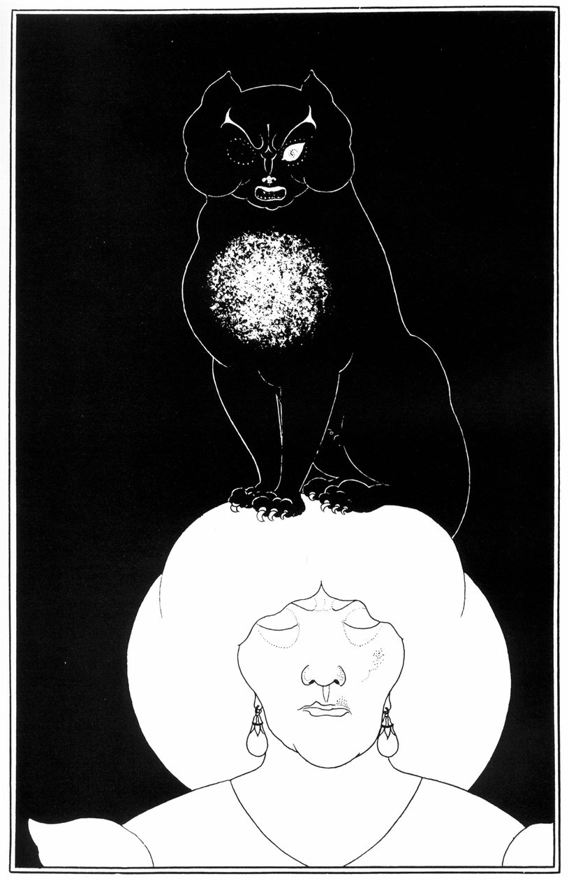 黑猫的插图，埃德加爱伦坡的短篇小说，1895年 作者 奥布里·比尔兹利