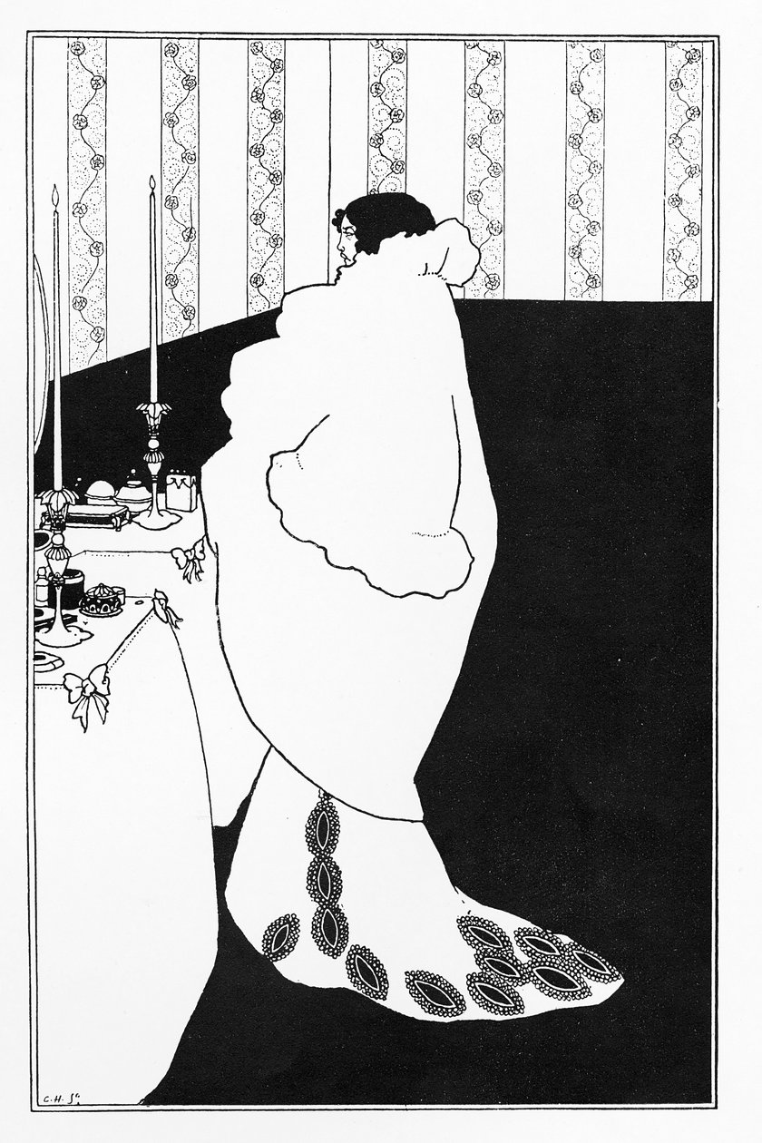 La Dame aux Camelias，插图摘自《黄皮书》，1894年 作者 奥布里·比尔兹利