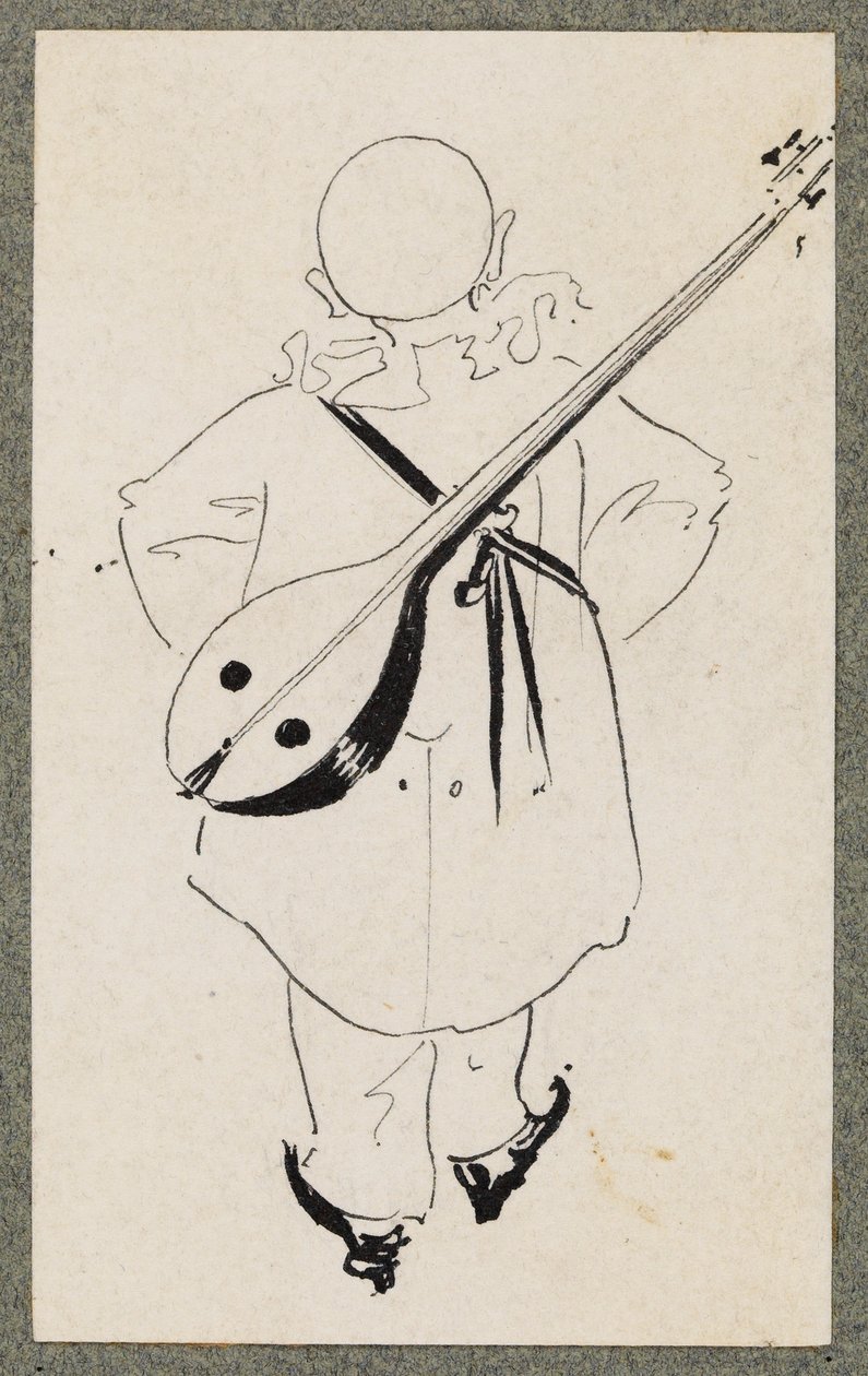 带曼陀林的皮埃罗，1894年 作者 奥布里·比尔兹利