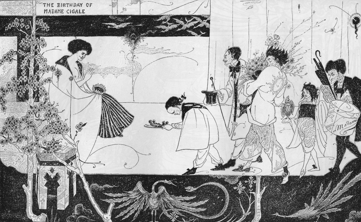 锡加勒夫人诞辰，c1893 作者 奥布里·比尔兹利