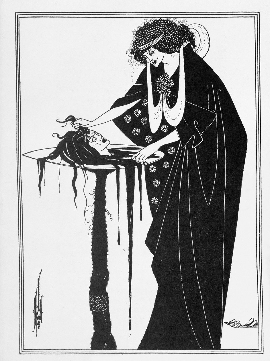 舞者的奖赏》，插图选自奥斯卡-王尔德的《莎乐美》，1894 年出版。1894 年（线块印刷） 作者 奥布里·比尔兹利