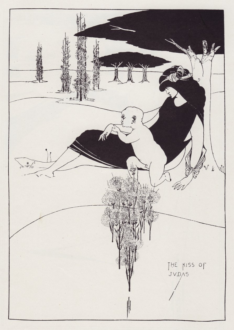 犹大之吻》，1893年。 作者 奥布里·比尔兹利