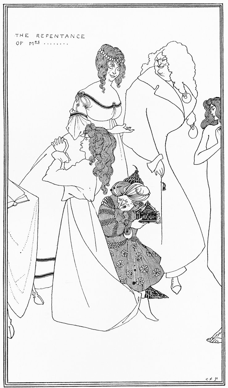 夫人的忏悔》，来自《黄皮书》的插图，约1896年（平版）。 作者 奥布里·比尔兹利