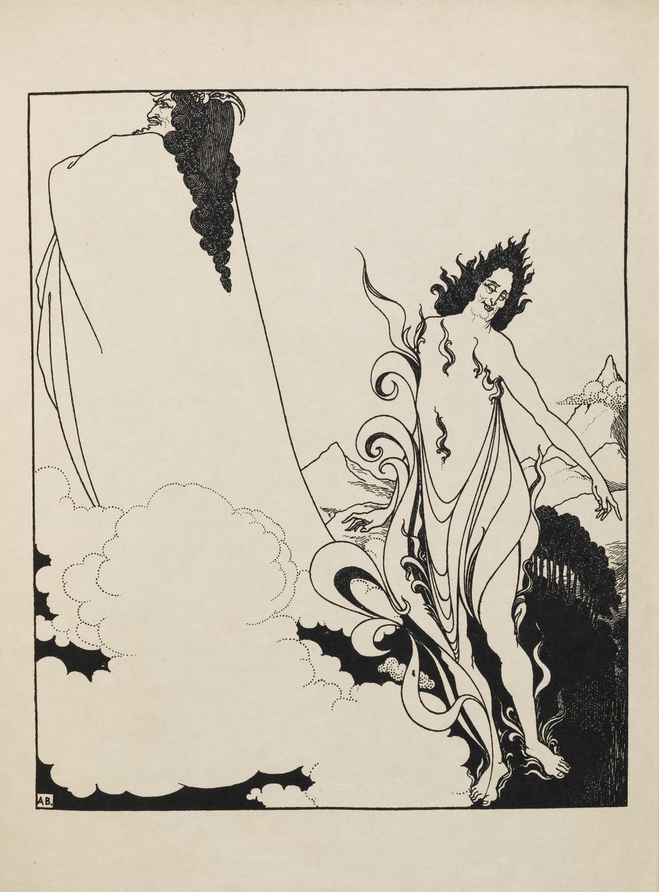 莱茵河畔的第四幅图画，出自一本包含 50 幅图画的画册 作者 奥布里·比尔兹利